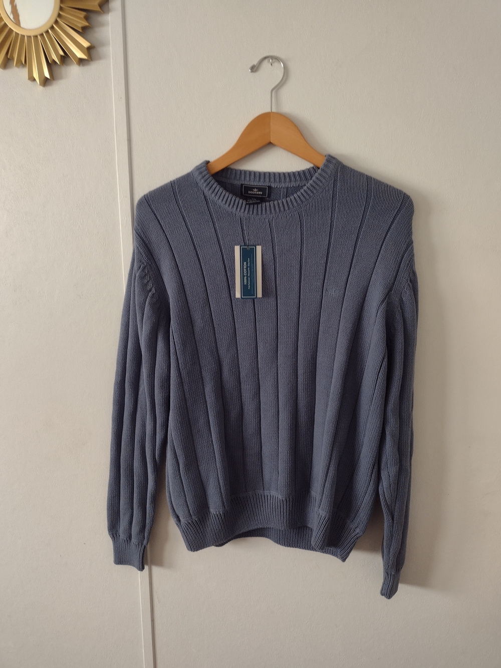 Dockers Men Blue Cotton Knit Long Sleeve Sweater